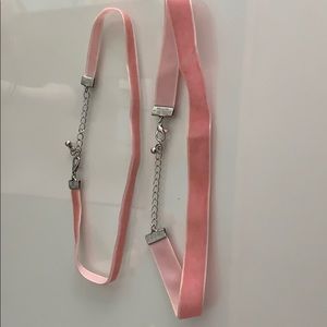 Pink velvet chokers